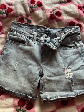 Levi's Light Blue Distressed Denim Jean Shorts